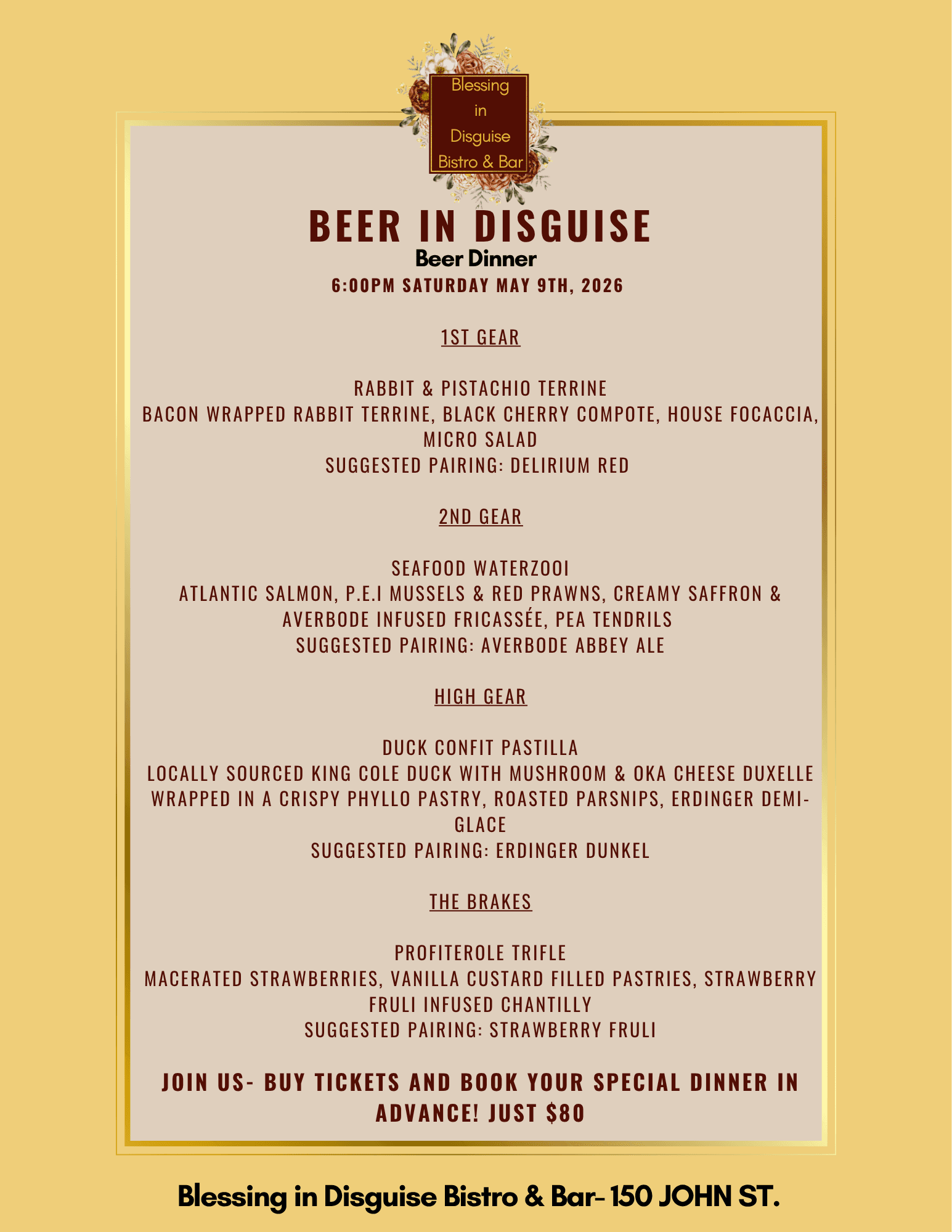 Beer in Disguise - Special Dinner Event May 9th, 2026