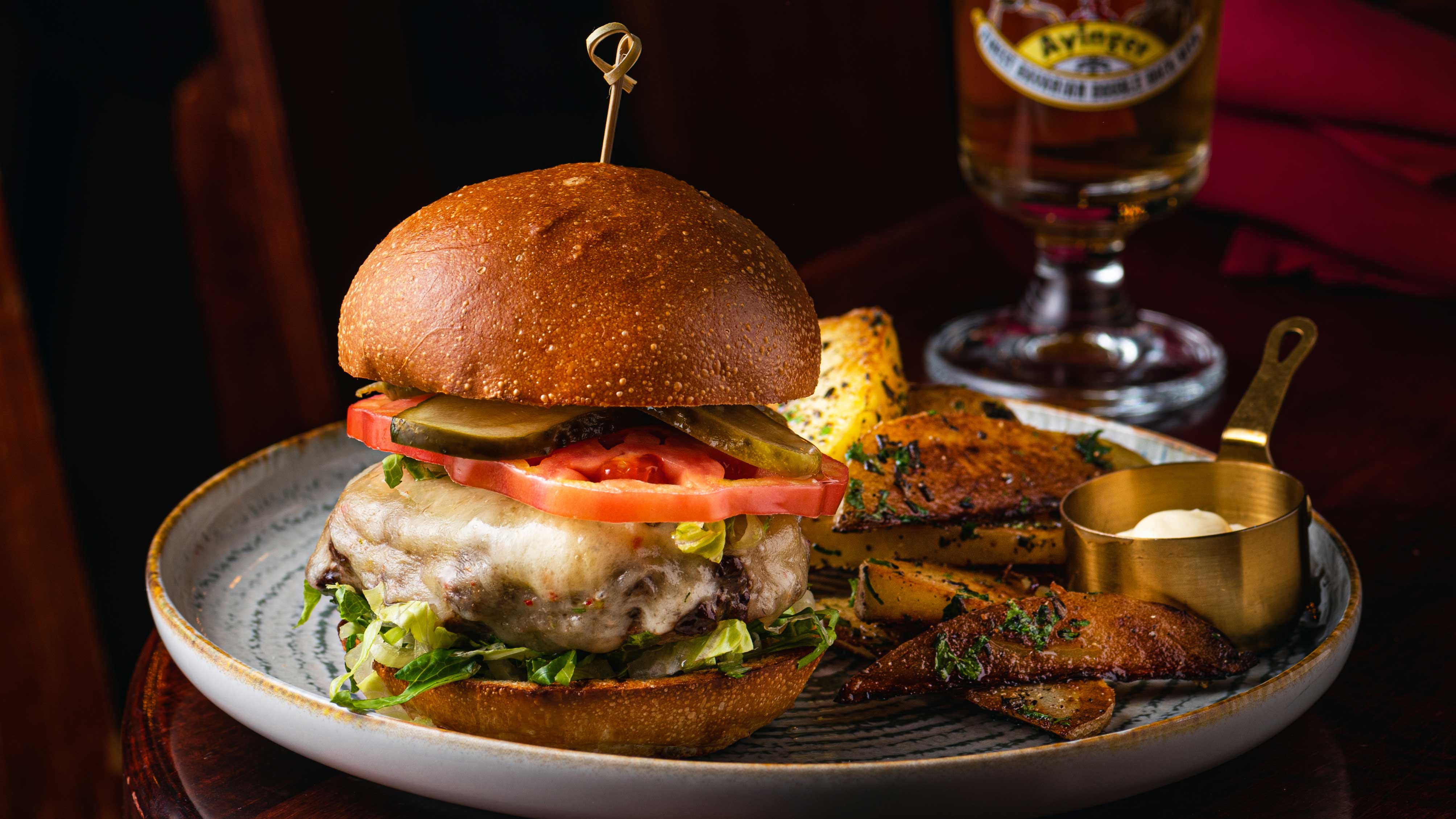 The 8oz Blessing Burger with Potato Wedges