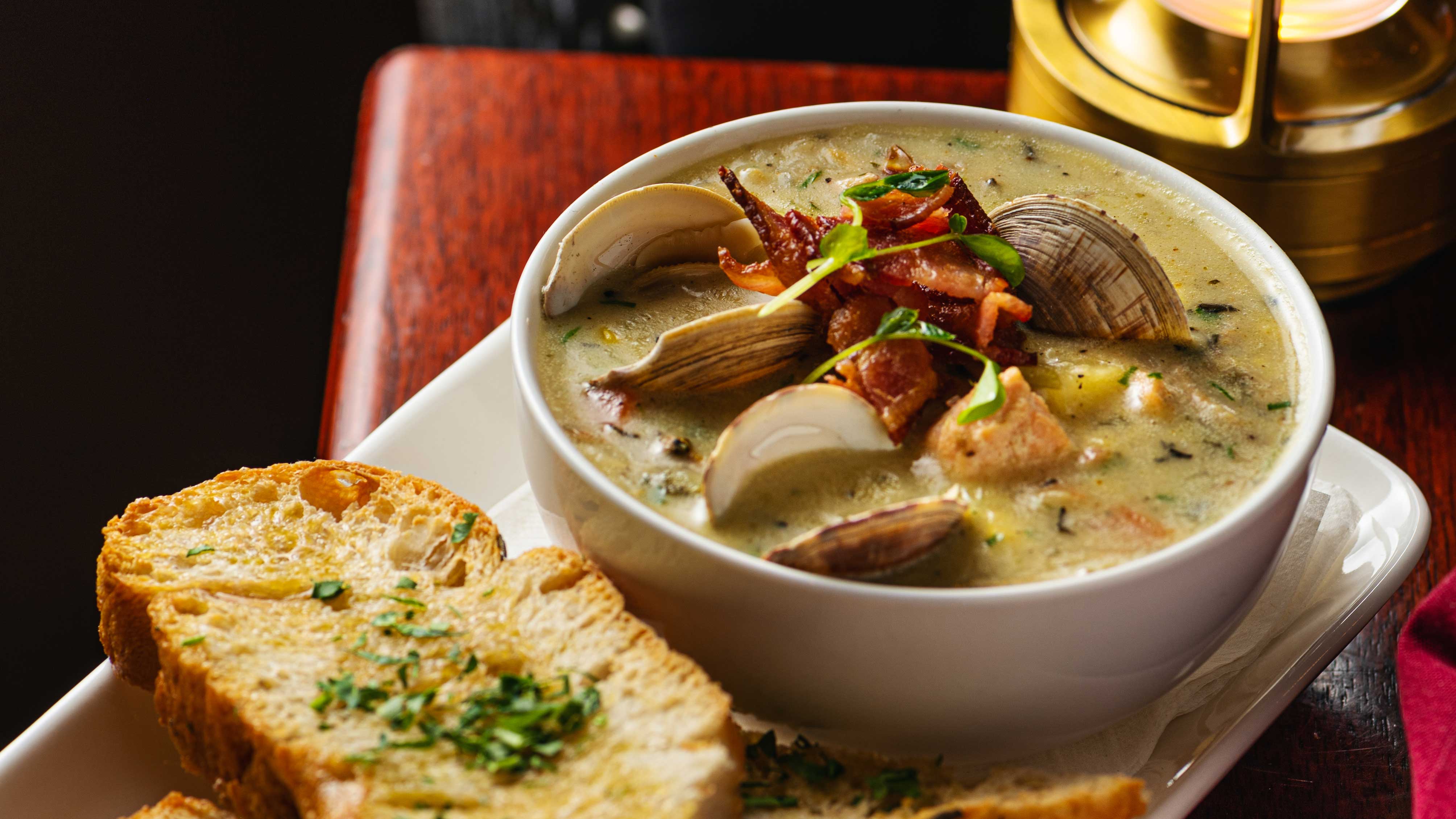 Clam Chowder with Focaccia